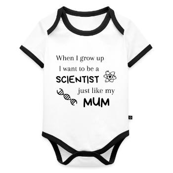 Scientist just like my mum - Baby Bio-Kurzarm-Kontrastbody - Weiß/Schwarz  - Vorne