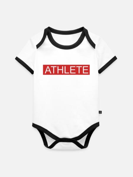 Athlete - Baby Bio-Kurzarm-Kontrastbody - Weiß/Schwarz
