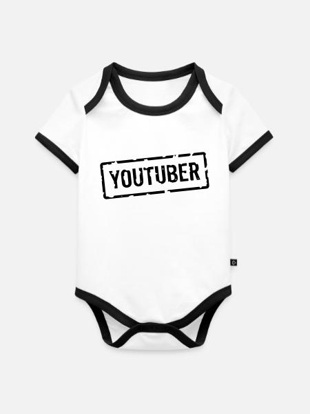 YOUTUBER - Baby Bio-Kurzarm-Kontrastbody - Weiß/Schwarz