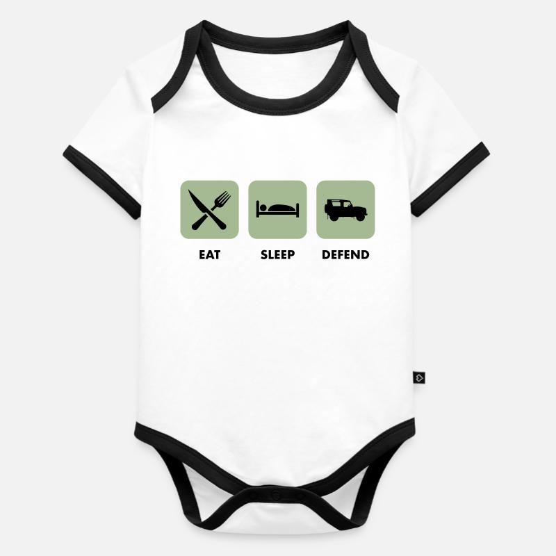 Eat, Sleep & Defend - Body Bébé bio contrasté manches courtes - blanc/noir 