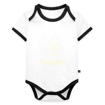 Hügel Landschaft Natur Wandern Geschenkidee Hoffen - Baby Bio-Kurzarm-Kontrastbody - Weiß/Schwarz  - Vorne