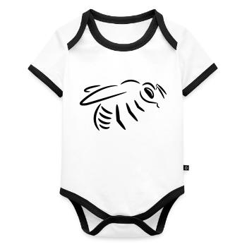Bee drawing (line drawing) - Organic Baby Contrasting Bodysuit - white/black  - Front