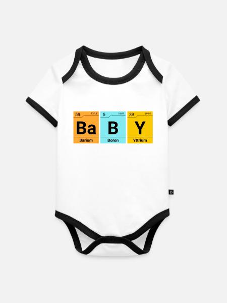 Baby Chemie Elemente - Baby Bio-Kurzarm-Kontrastbody - Weiß/Schwarz