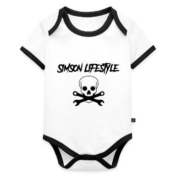 Style de vie simson - Body Bébé bio contrasté manches courtes - blanc/noir  - Devant