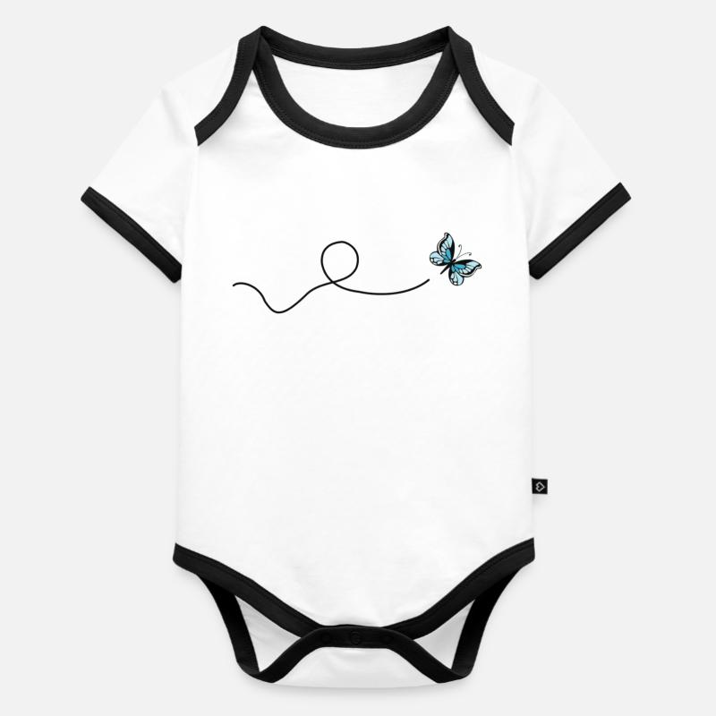 Papillon - Body Bébé bio contrasté manches courtes - blanc/noir