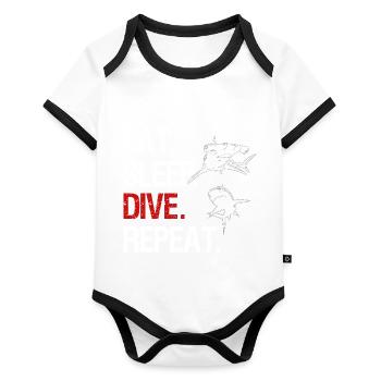 Eat Sleep Dive Repeat - Requin marteau - Body Bébé bio contrasté manches courtes - blanc/noir  - Devant