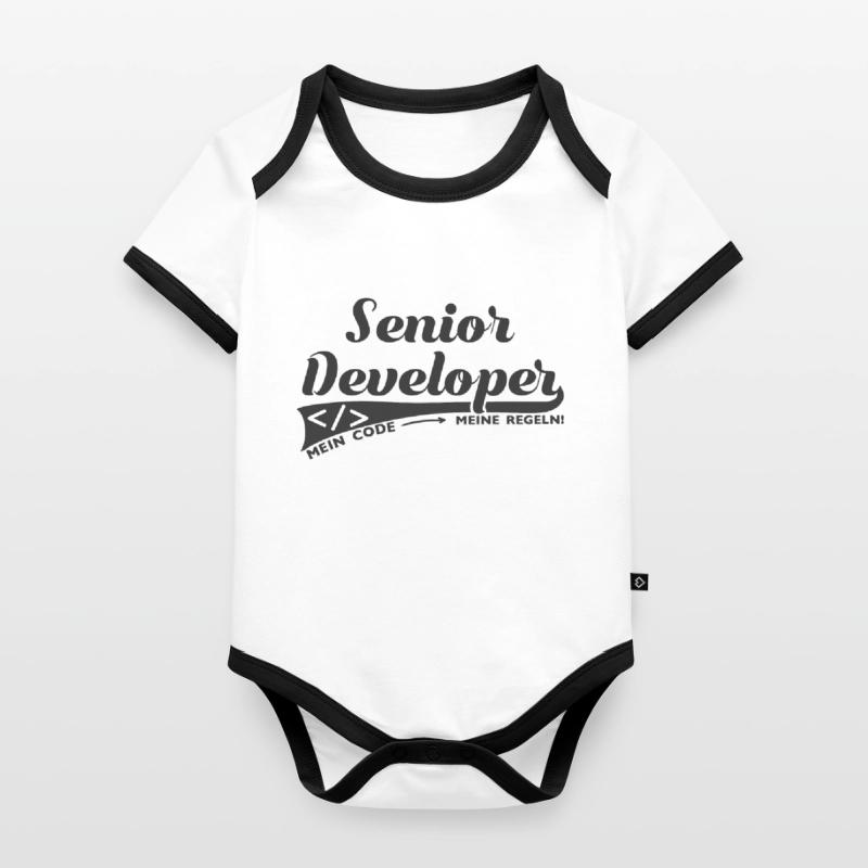 Senior Developer Software Entwickler Geschenk Nerd Baby Bio-Kurzarm-Kontrastbody