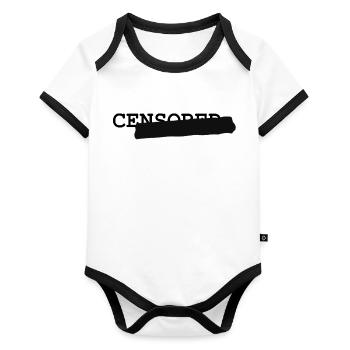 Censored - Organic Baby Contrasting Bodysuit - white/black  - Front