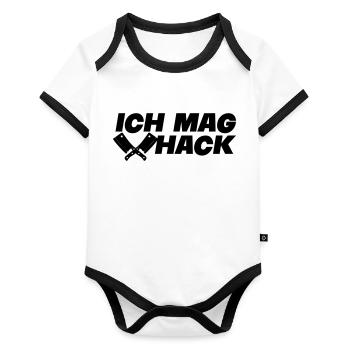 ich mag hack - Baby Bio-Kurzarm-Kontrastbody - Weiß/Schwarz  - Vorne