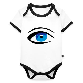 Eye / Auge - watching you - Baby Bio-Kurzarm-Kontrastbody - Weiß/Schwarz  - Vorne