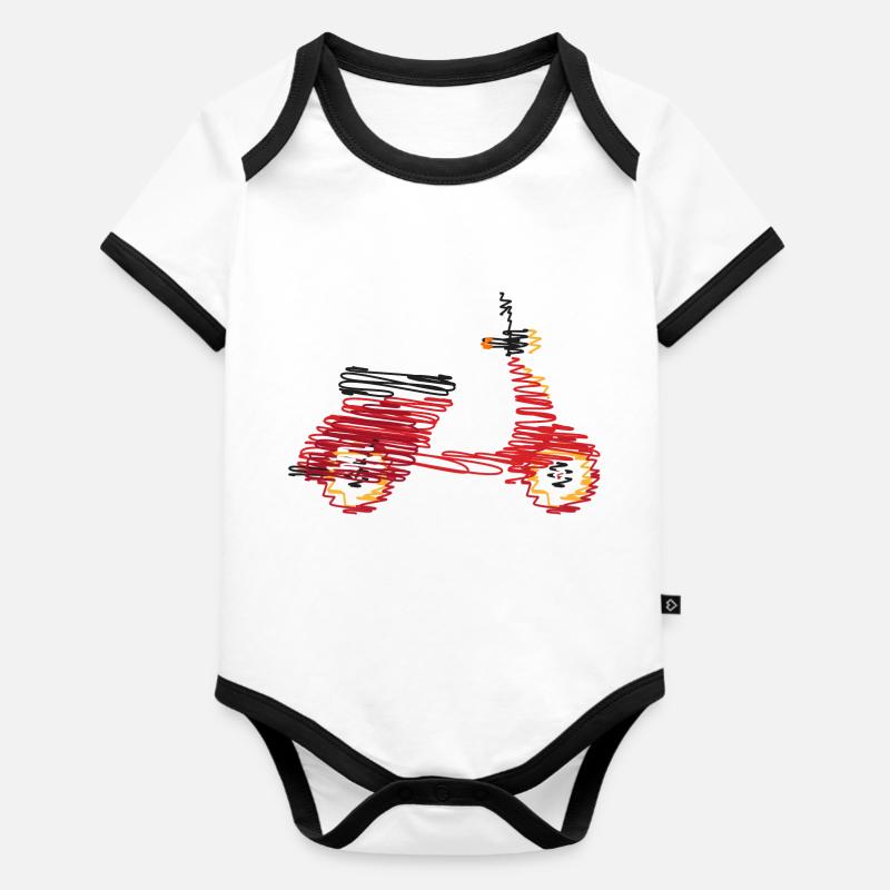 Roller - Baby Bio-Kurzarm-Kontrastbody - Weiß/Schwarz