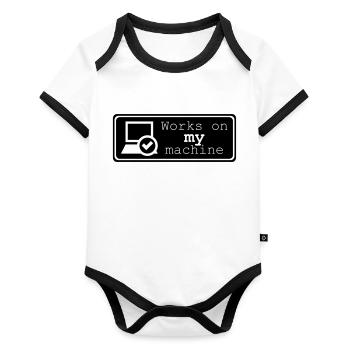 Works On My Machine Nerdshirt - Organic Baby Contrasting Bodysuit - white/black  - Front