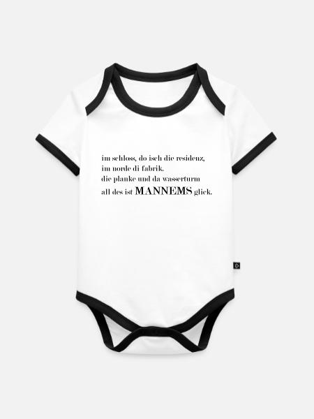 Mannems Glick - Mannheim - Baby Bio-Kurzarm-Kontrastbody - Weiß/Schwarz