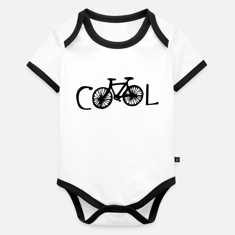vélo cool - Body Bébé bio contrasté manches courtes - blanc/noir