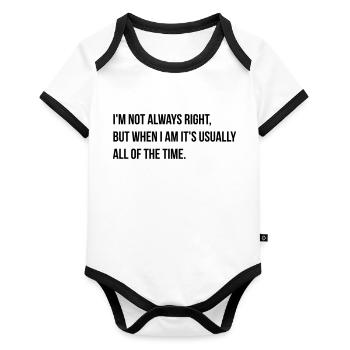 always right - Baby Bio-Kurzarm-Kontrastbody - Weiß/Schwarz  - Vorne