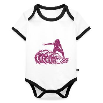 Surfer Girl - Organic Baby Contrasting Bodysuit - white/black  - Front