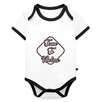 saying - Organic Baby Contrasting Bodysuit - white/black  - Front
