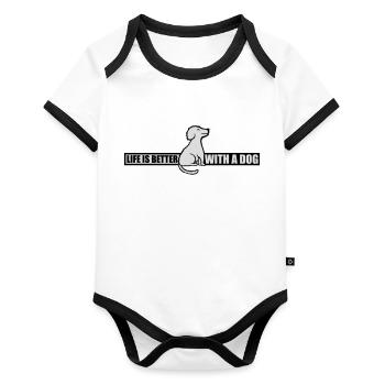 better with a dog - Organic Baby Contrasting Bodysuit - white/black  - Front