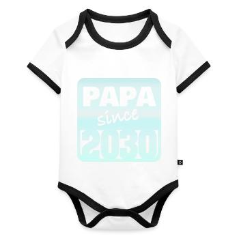 2030 - Organic Baby Contrasting Bodysuit - white/black  - Front