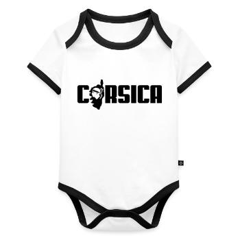 corsica logo - Body Bébé bio contrasté manches courtes - blanc/noir  - Devant