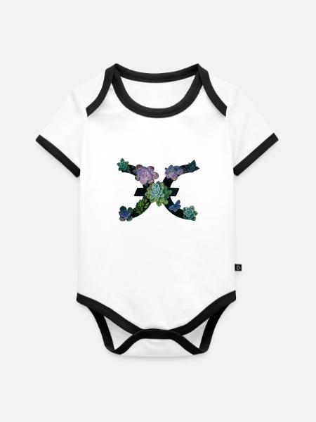 Bloom - Baby Bio-Kurzarm-Kontrastbody - Weiß/Schwarz 