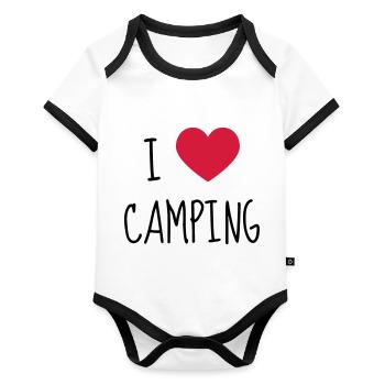 Camping Camper Campeur Tente Zelt Tent - Organic Baby Contrasting Bodysuit - white/black  - Front