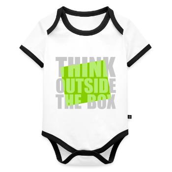 Green Think outside - Organic Baby Contrasting Bodysuit - white/black  - Front