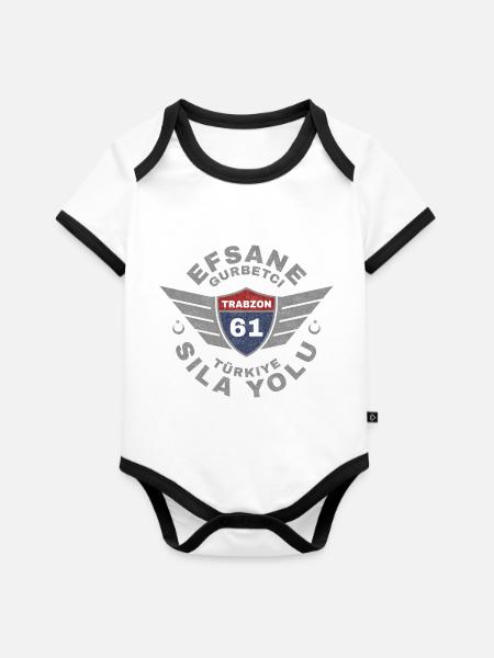 Trabzon - Baby Bio-Kurzarm-Kontrastbody - Weiß/Schwarz