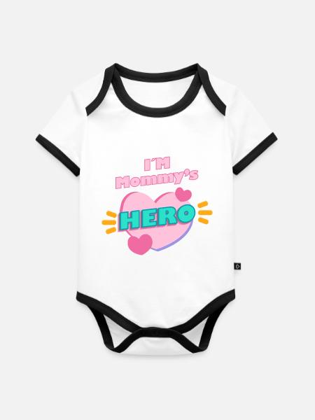 I'M Mommy's HERO - Organic Baby Contrasting Bodysuit - white/black