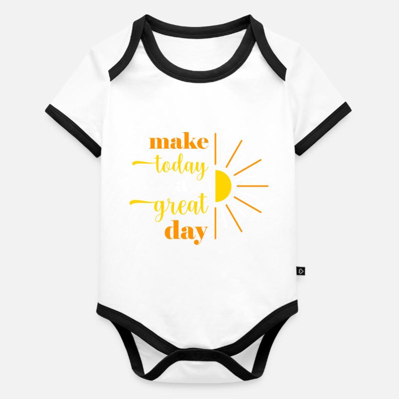make today a great day - Organic Baby Contrasting Bodysuit - white/black 