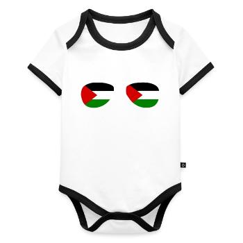 palestina - Organic Baby Contrasting Bodysuit - white/black  - Front