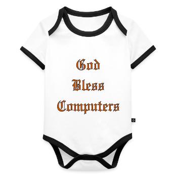 GodBlessComputers - Body Bébé bio contrasté manches courtes - blanc/noir  - Devant