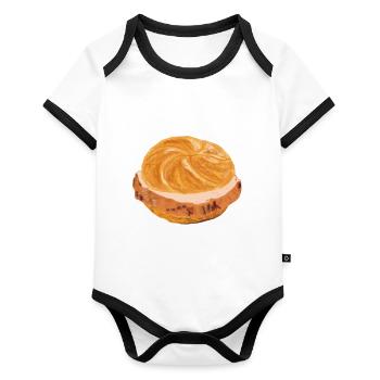 Leberkässemmel to take away and give away - Organic Baby Contrasting Bodysuit - white/black  - Front