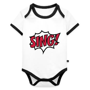 sing - Organic Baby Contrasting Bodysuit - white/black  - Front