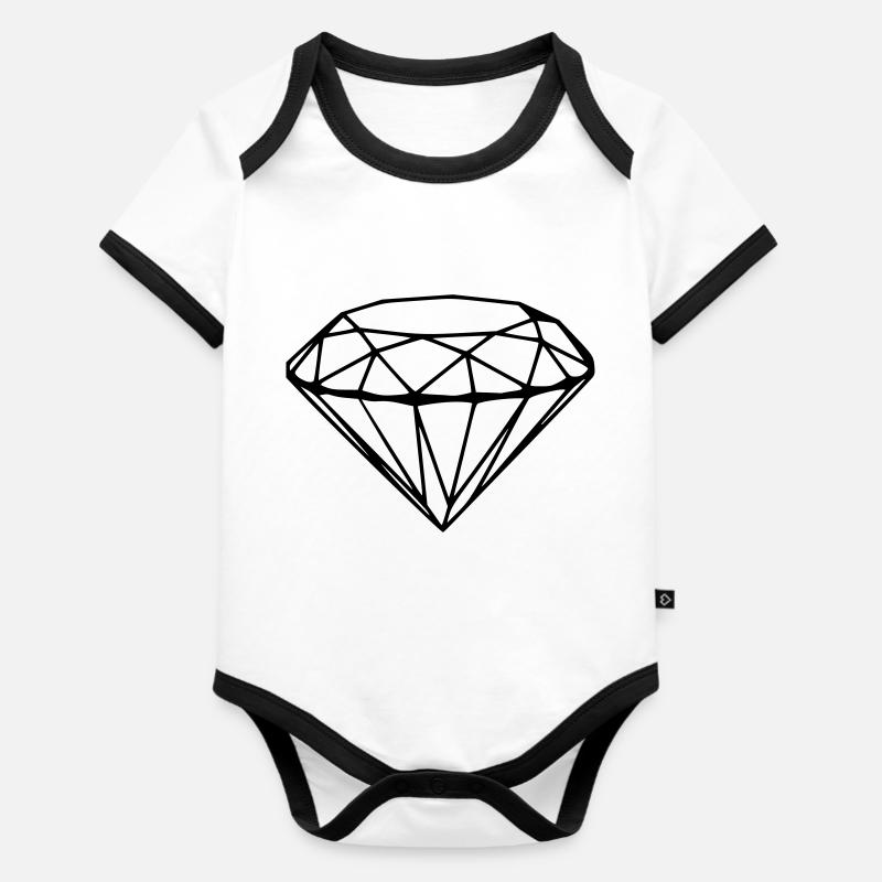 Diamant - Body Bébé bio contrasté manches courtes - blanc/noir 