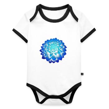Peony blue - Organic Baby Contrasting Bodysuit - white/black  - Front