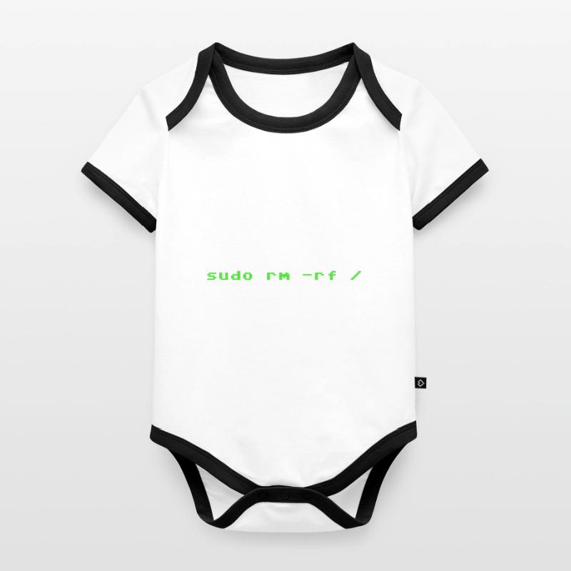 Programmer Sudo rm rf Linux Body Bébé bio contrasté manches courtes
