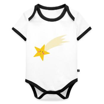 Falling star - Organic Baby Contrasting Bodysuit - white/black  - Front
