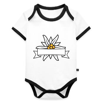 Bannière texte Edelweiss - Body Bébé bio contrasté manches courtes - blanc/noir  - Devant