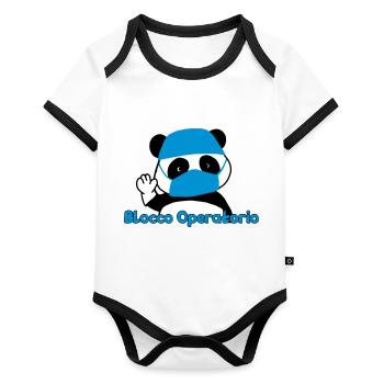 Panda Operating Block - Organic Baby Contrasting Bodysuit - white/black  - Front