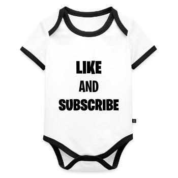 Like and Subscribe - Body Bébé bio contrasté manches courtes - blanc/noir  - Devant
