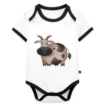 Cow - Organic Baby Contrasting Bodysuit - white/black  - Front