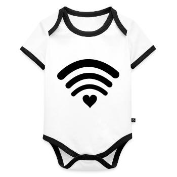 wifi love - Organic Baby Contrasting Bodysuit - white/black  - Front