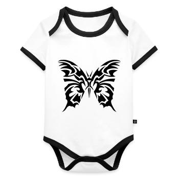 papillon tribal - Body Bébé bio contrasté manches courtes - blanc/noir  - Devant