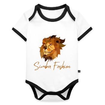 Simba Fashion Mosaiklion - Body Bébé bio contrasté manches courtes - blanc/noir  - Devant