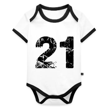 21 - Body Bébé bio contrasté manches courtes - blanc/noir  - Devant