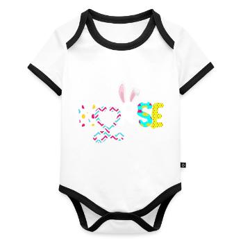 Nurse Rabbit Ear Stethoscope Happy Easter - Organic Baby Contrasting Bodysuit - white/black  - Front