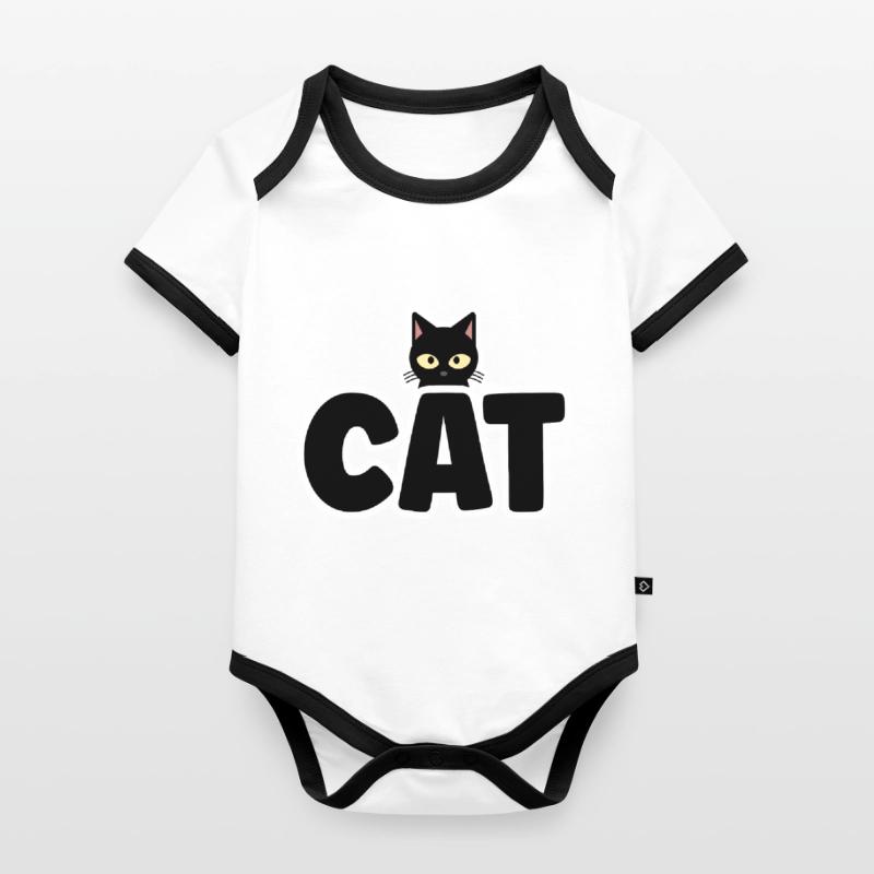 Mignon Chat Motif Chat Chat Gueule de Bois Body Bébé bio contrasté manches courtes