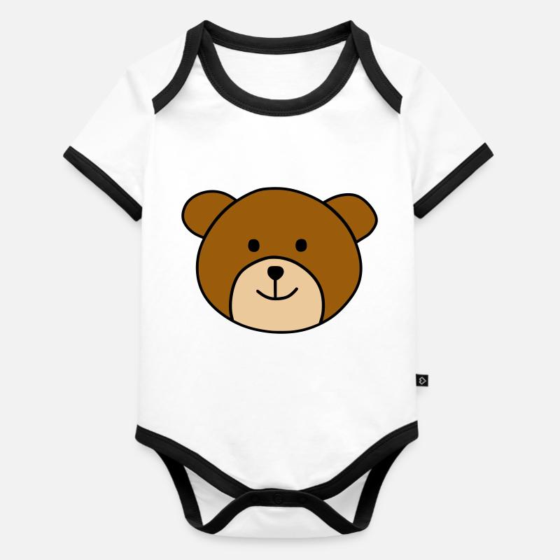 Ours mignon - Body Bébé bio contrasté manches courtes - blanc/noir 