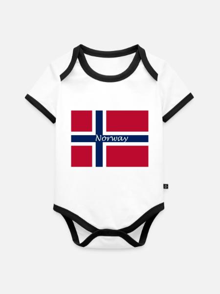 Norway - Baby Bio-Kurzarm-Kontrastbody - Weiß/Schwarz